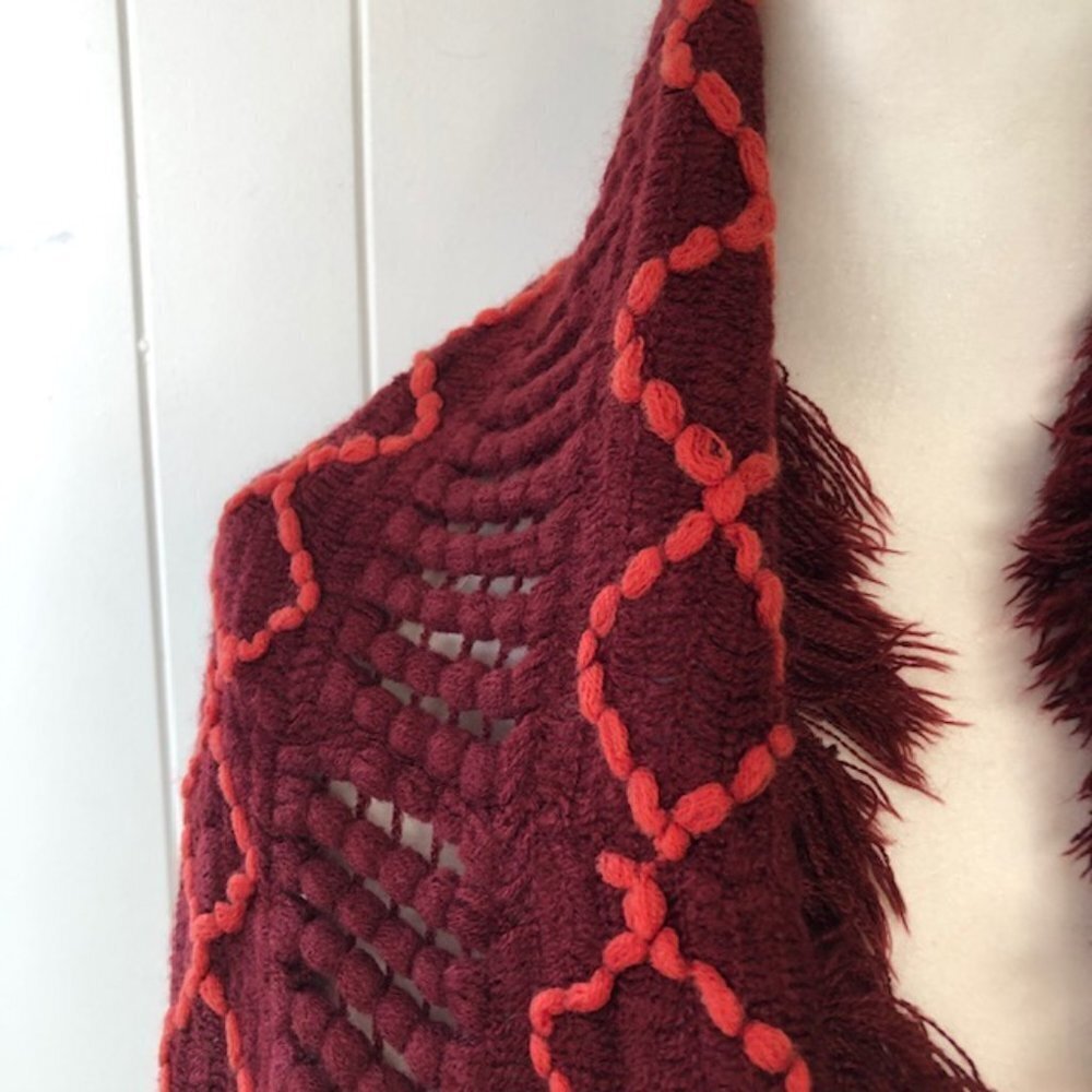 Merona Womens Scarf Knit Infinity Scarf with Fringe Burgundy - Picture 4 of 5